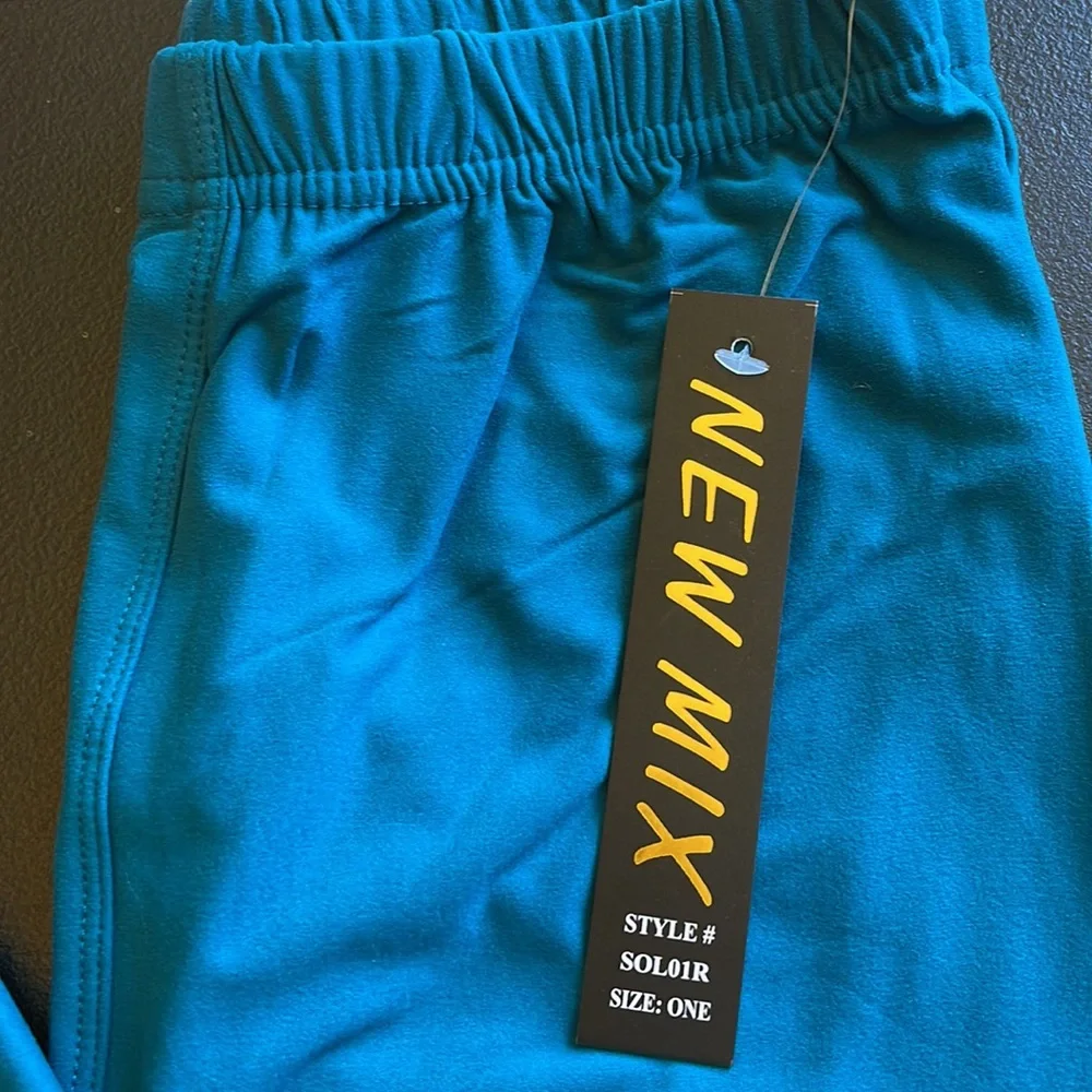 ONE SIZE NEW MIX LEGGINGS. BLUE/GREEN. STRETCH. DOUBLE STITCHED - Picture 2 of 7
